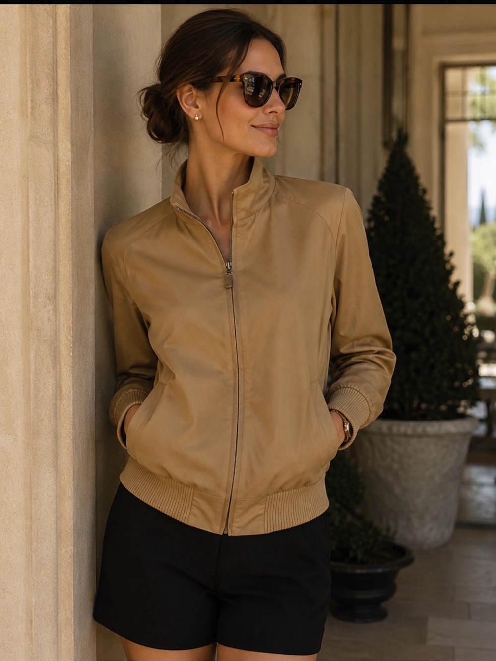 Ted Baker tan/camel Bomber jacket. Size 3 (XS/S)